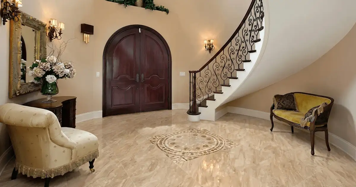 Entrance hall with professionally installed ceramic tile flooring in Cedar Rapids IA